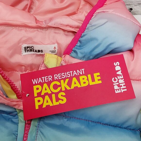 'EPIC THREADS' OMBRE 'PACKABLE PALS' WATER-RESISTANT PUFFER STYLE HOODED COAT - Picture 7 of 15